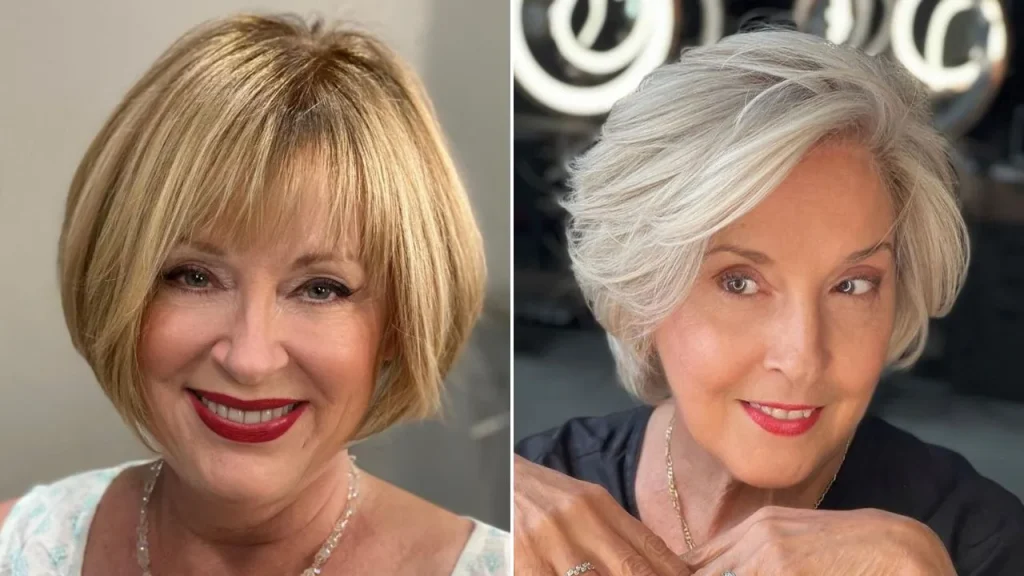 Coupe au Carré Court Effilé pour femme 50 ans