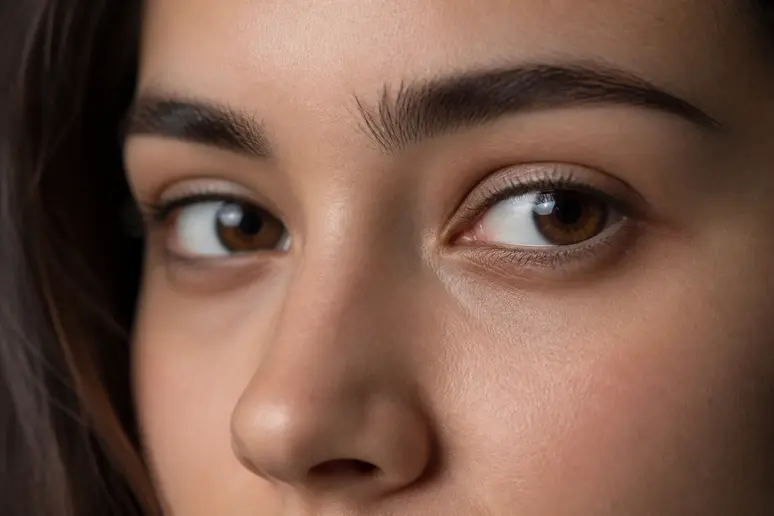 Gros plan sur le regard montrant la position et la forme des yeux