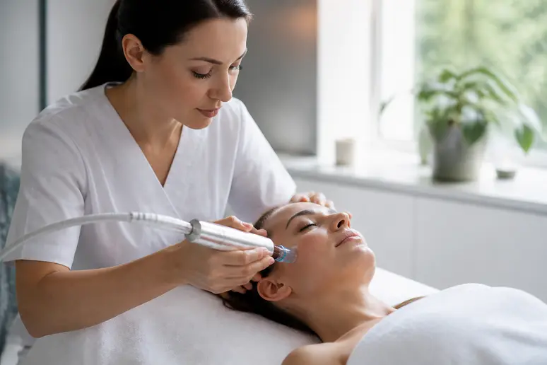 Pratique d'un soin ciblé sur le visage pour atténuer les ridules de déshydratation